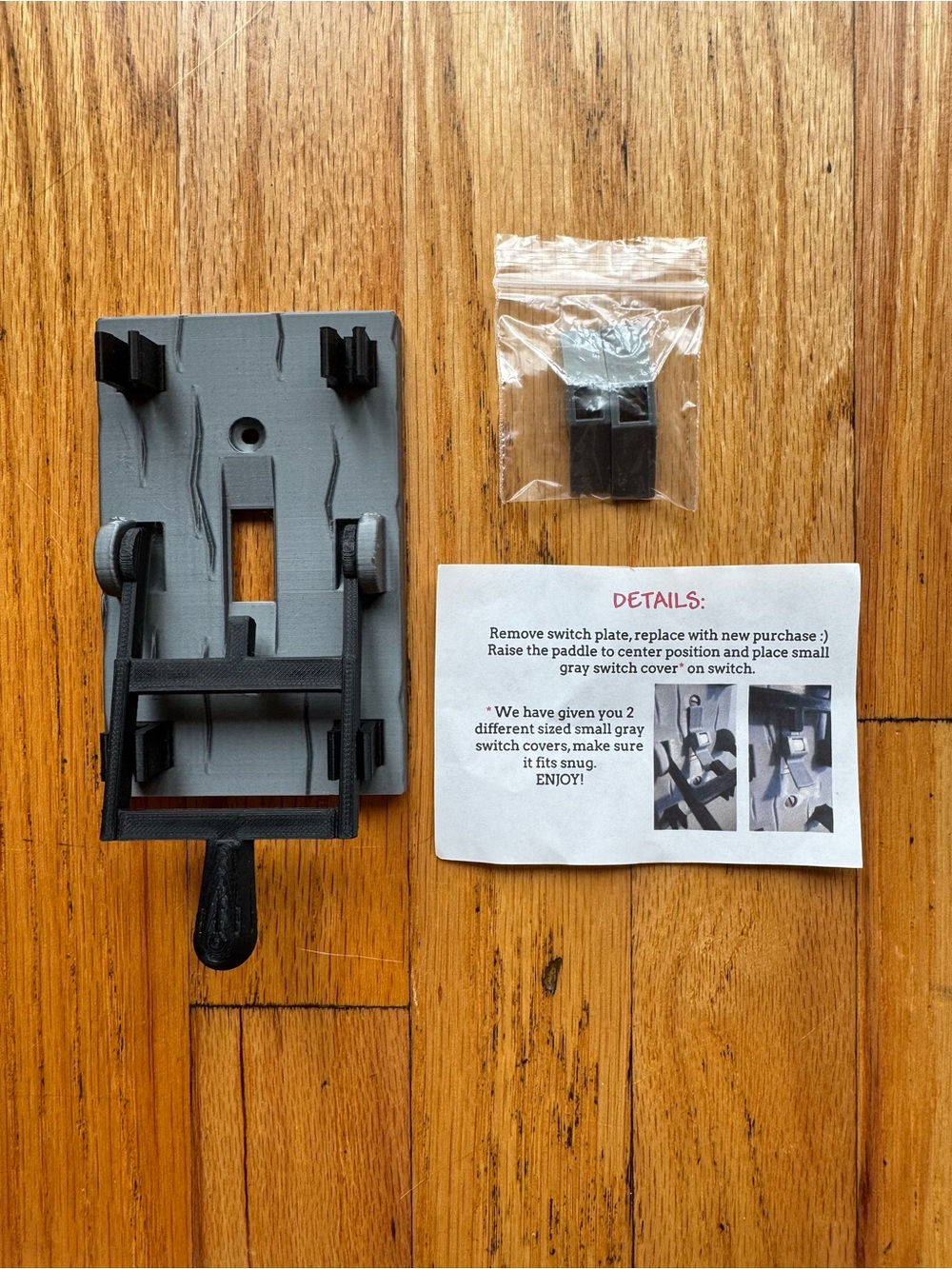 Gray and Black Replacement Switch Plate with Small Switch Covers